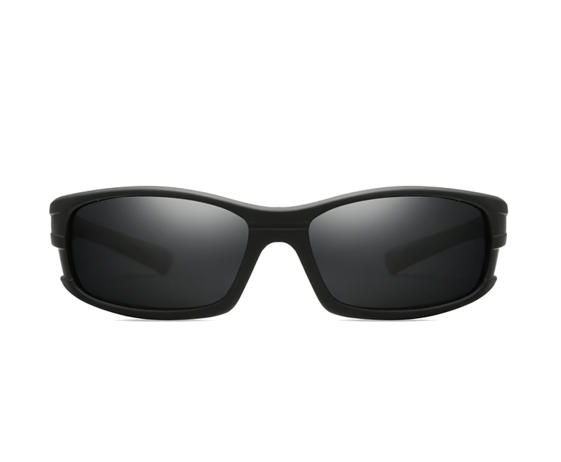 Unisex anti-glare UV400 polarized sunglasses with black frames, perfect for driving and offering vintage-inspired style and comfort.